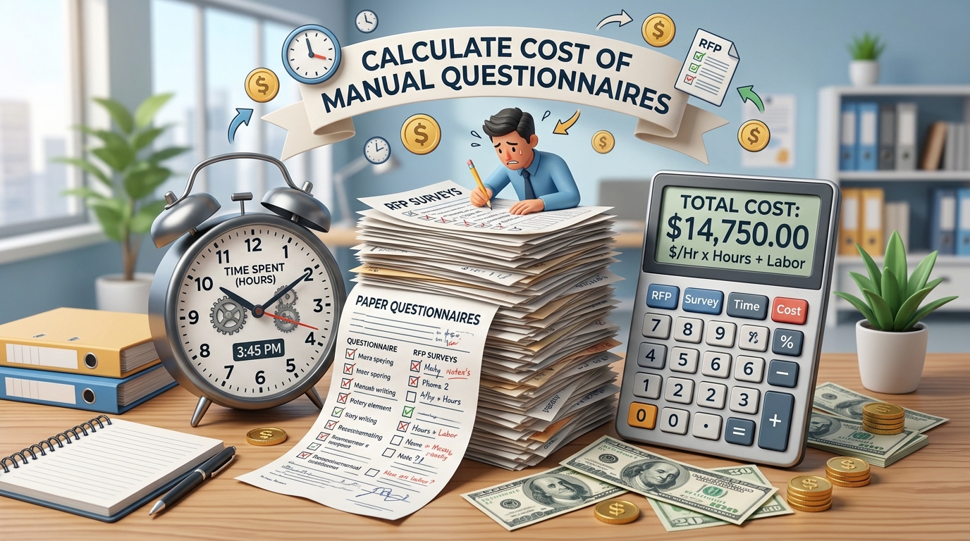 Operational dashboard calculating the cost of manual security questionnaires
